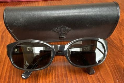 Gianni Versace Vintage Glossy Black Sunglasses. 90s 